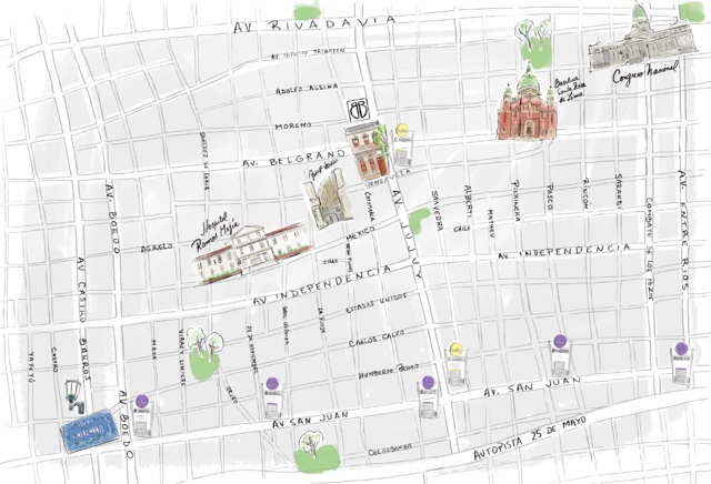 Hand-drawn map of the streets around Marcel, sketch 3