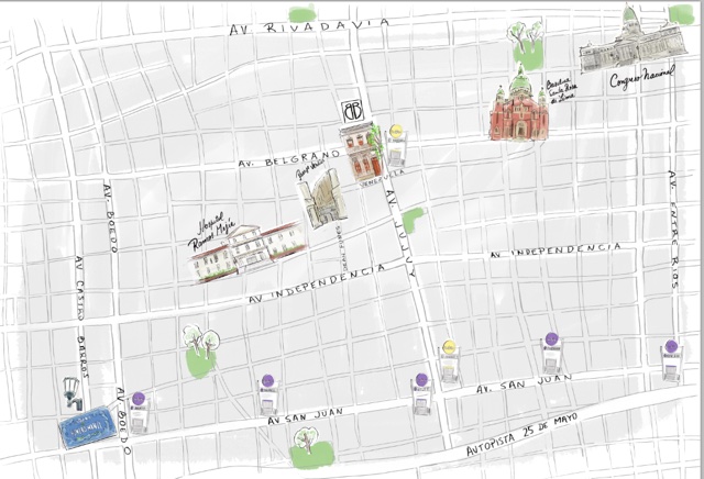 Hand-drawn map of the streets around Marcel, sketch 4