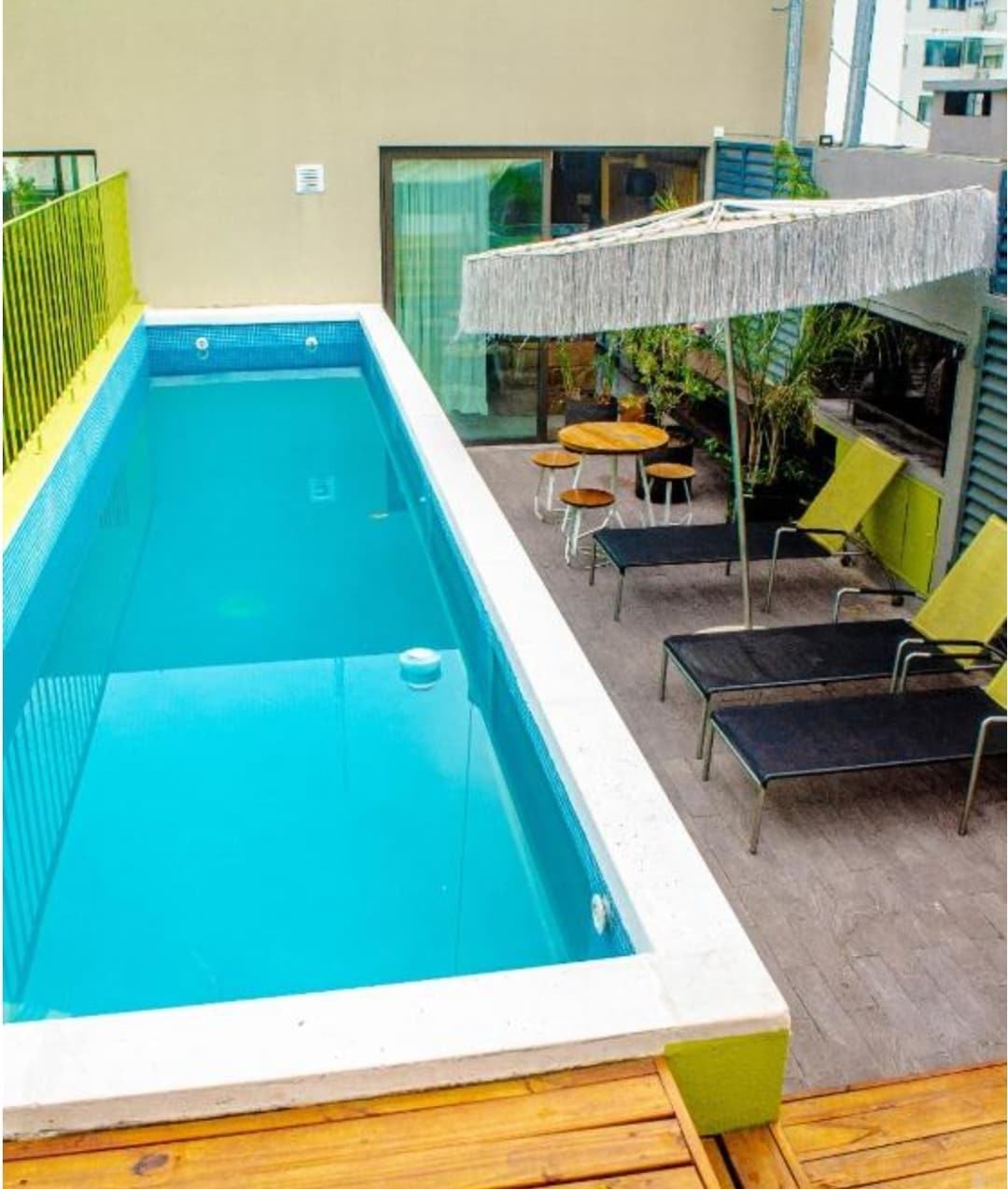 The rooftop pool